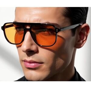 Aviator Men Sunglasses Yellow Lens Driving Glasses Pilot Style‎ Fashion Lentes